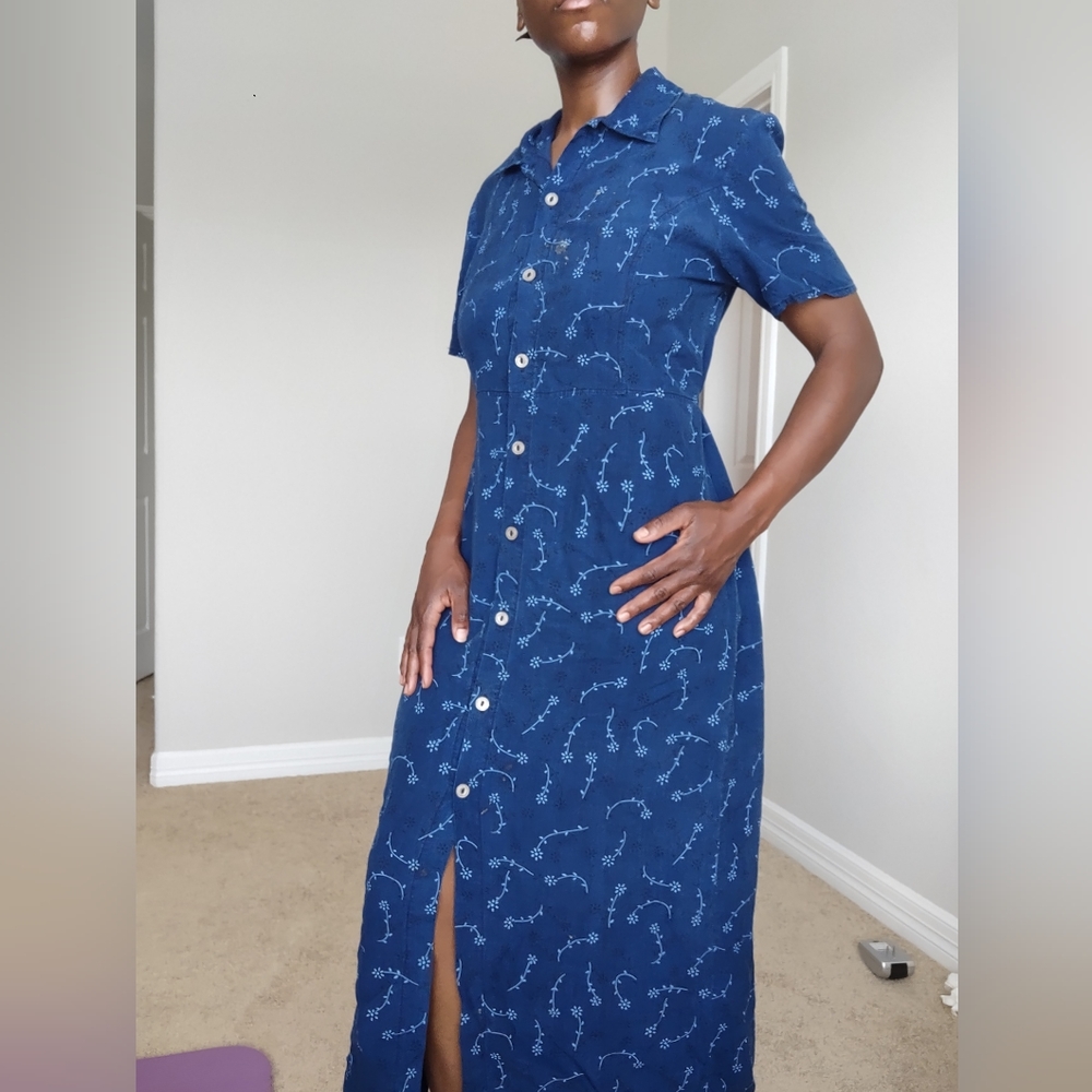 Blue floral maxi vintage dress